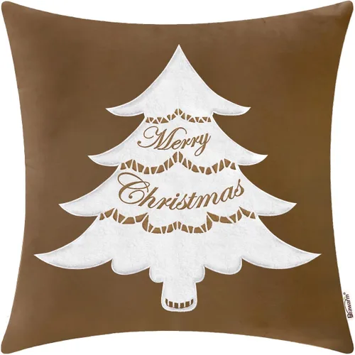 Vista 56 de BRAWARM Christmas Reindeer Pillow Cover 18x18 Black Velvet Embroidered Reno negro