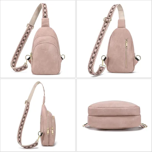 Vista 7 de INICAT Riñoneras cruzadas, bolsos de cuero para el pecho para mujer