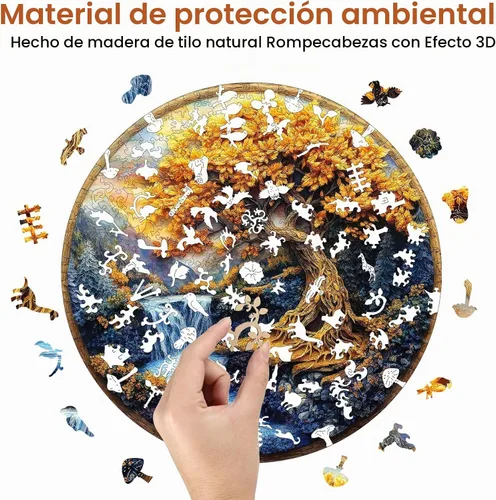 Vista 8 de Qiuenisray Rompecabezas de madera para adultos, rompecabezas de árbol cascada de río 3d árbol 1