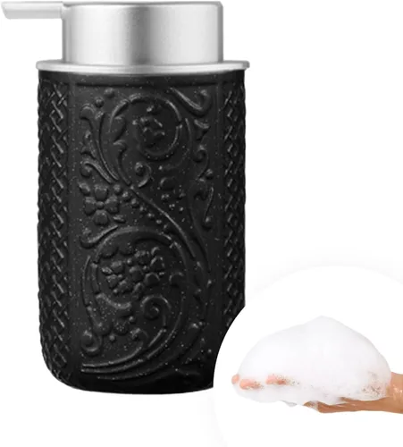 Vista 7 de Dispensador de jabón exprimible para encimera de cocina y baño, botella con forma de lágrima (negro, ~7oz)