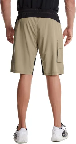 Vista 7 de Mr.Stream Pantalones cortos de carga elásticos con múltiples bolsillos y secado rápido para hombre