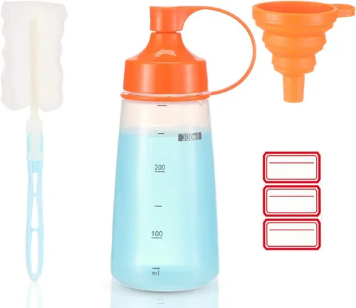 Vista 15 de Botellas de plástico para condimentos para salsas de boca ancha, dispensador de botellas para aderezo de ensalada, aceite de cocina, salsa