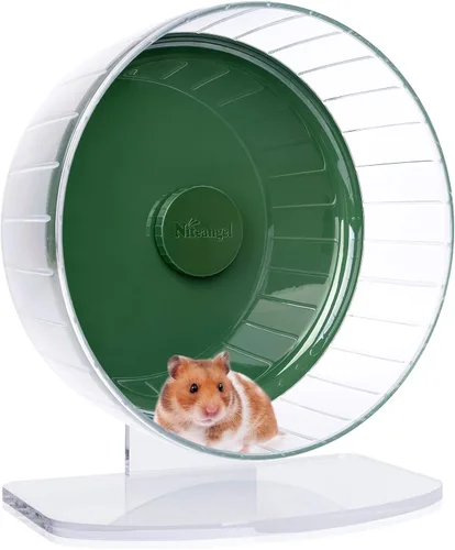 Vista 24 de Niteangel Ruedas de ejercicio súper silenciosas para hámster: ruedas giratorias silenciosas para hámster con soporte ajustable para hámsters, Verde