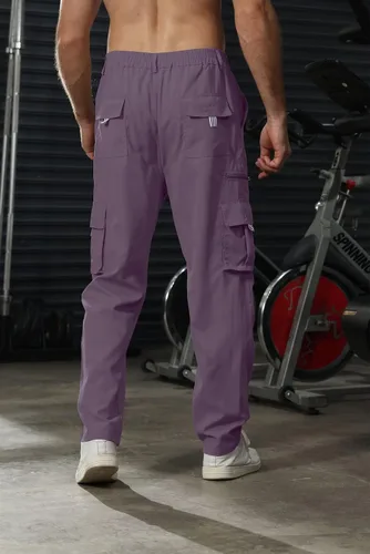 Vista 8 de Pantalones de carga para hombre, ligeros, tácticos, para senderismo, ajuste clásico, múltiples bolsillos
