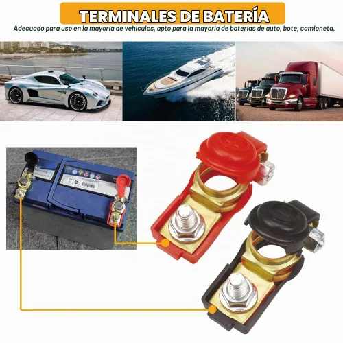 Vista 3 de TKDMR 2 pares de abrazaderas-conectores de terminales de cable de batería de automóvil - Terminal de batería con cubierta de plástico, buen
