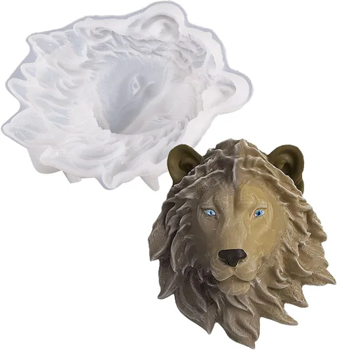 Vista 9 de Moldes de silicona de animales, moldes de resina de cabeza de lobo, moldes de silicona epoxi para bricolaje de resina de escritorio de pared