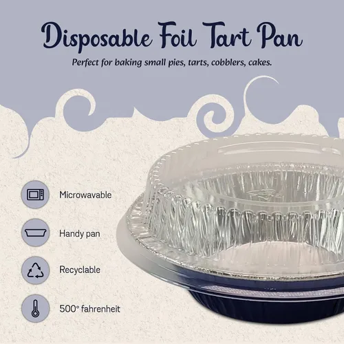 Vista 2 de KitchenDance - Mini moldes para tartas con tapas, latas de 5 pulgadas para tartas de primera calidad, mini moldes para pasteles con tapas para Azul