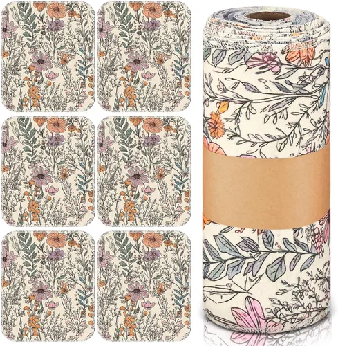 Vista 18 de Paquete de 6 paños de cocina reutilizables, toallas de algodón, flores silvestres