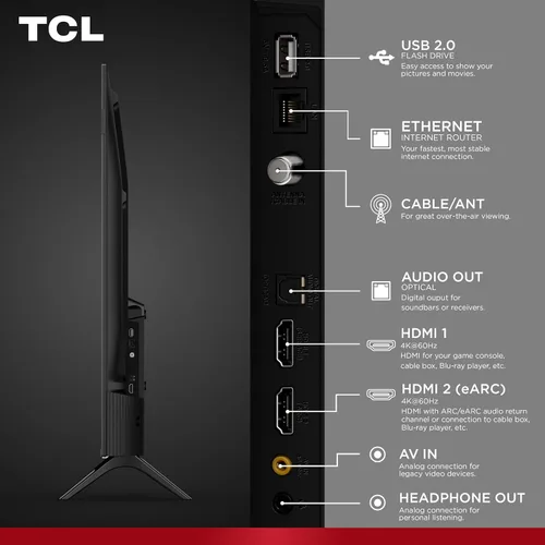 Vista 3 de TCL Smart TV Class R3D Series QLED Roku de 40 pulgadas Diseño sin bisel FullView, Google Cast y AirPlay 2 Televisión para dormitorio, dormitorio