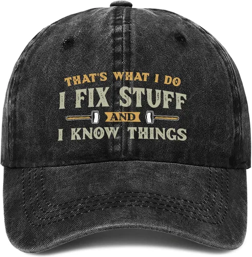 Vista 7 de I Fix Things Hat, I Fix Stuff and Know Things Sombrero para hombres, Thats What I Do I Fix Stuff Hat, Hat I Fix Stuff 8 (negro)