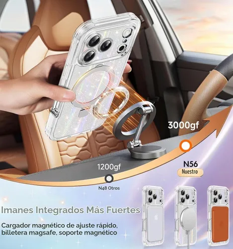 Vista 8 de Funda magnética de privacidad para iPhone 17 Pro Max [Cartulina Aurora con purpurina] [Soporte magnético invisible] protector de pantalla integrado