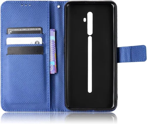 Vista 4 de Funda de piel sintética con tapa para Oppo Reno2 Z, para Oppo Reno2 F, funda con tapa de piel sintética, color azul