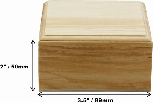 Vista 3 de Creative Hobbies Mini caja de madera sin terminar con tapa con bisagras y cierre magnético, 3.5 pulgadas, perfecta para artes, manualidades