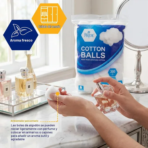 Vista 8 de MED PRIDE Bolas de algodón 100% puro,Ultra suave y absorbente,No estéril,300 Ct