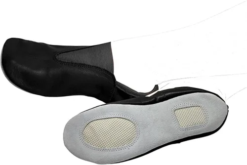 Vista 7 de Juego de dos zapatos de gimnasia negros y blancos para niños y adultos, zapatos de gimnasia para trampolín, zapatos de gimnasia para hacer