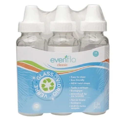 Vista 2 de Evenflo Paquete de 3 botellas de vidrio clásicas, 8 onzas