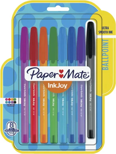 Vista 2 de Paper Mate Inkjoy 100 - Bolígrafo de punta redonda, tamaño mediano, 0.039 pulgadas, ocho colores surtidos de tinta y barril, 8