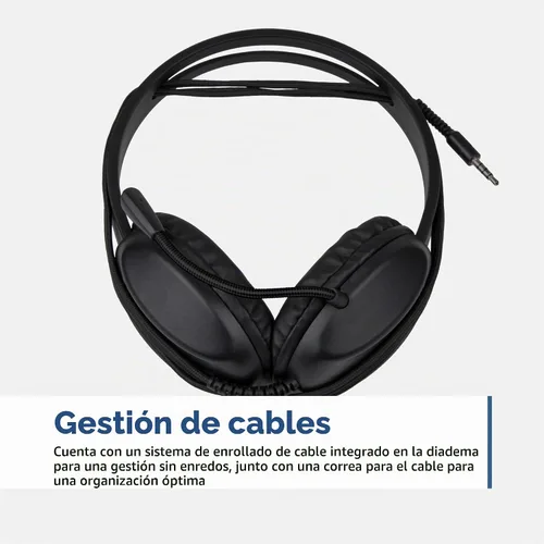 Vista 5 de Cyber Acoustics AC-4000 Auriculares estéreo para PC con TuffCord reforzado Durable PC Headset with Stereo Audio, Reinforced Design, Adjustable