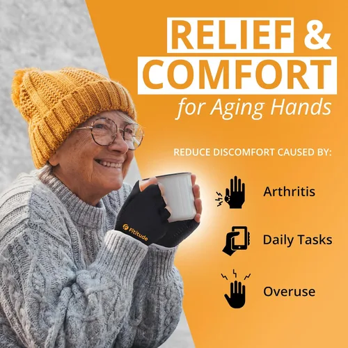Vista 2 de Fititude Half Finger Compression Gloves with Copper Infusion for Arthritis Pain Relief and Swelling Support