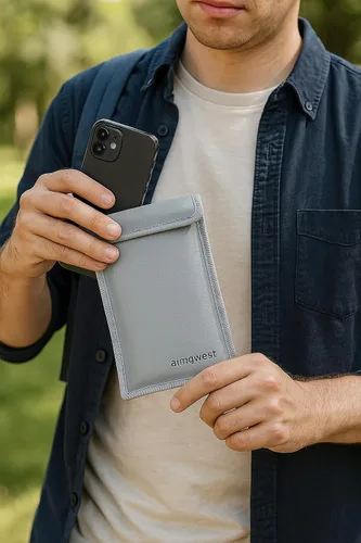 Vista 5 de Faraday - Bolsa para teléfonos – Bloqueo EMP y RFID, bolsa ignífuga e impermeable, escudo de señal antiseguimiento para privacidad y seguridad