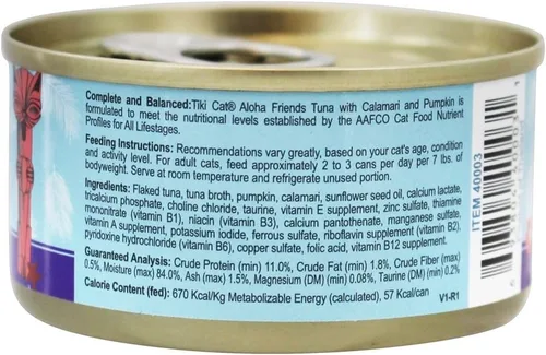 Vista 2 de Tiki Pet Foods Cat Aloha Atuna Calamari Alimento para mascotas, 3 onzas (el embalaje puede variar)