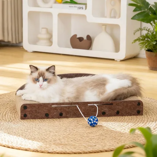 Vista 4 de Avont Juego de 3 rascadores de cartón para gatos de interior, rascador corrugado para gatos con almohadilla reversible para rascar, caja de arañazos