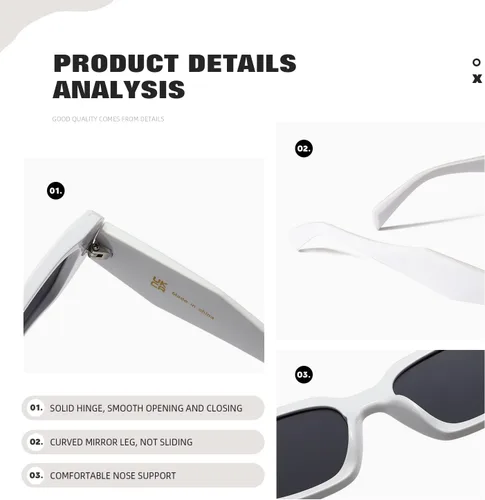 Vista 6 de MASDUN Y2k - Gafas de sol cuadradas para mujer y hombre, diseño de moda, estilo retro, a la moda, con protección UV