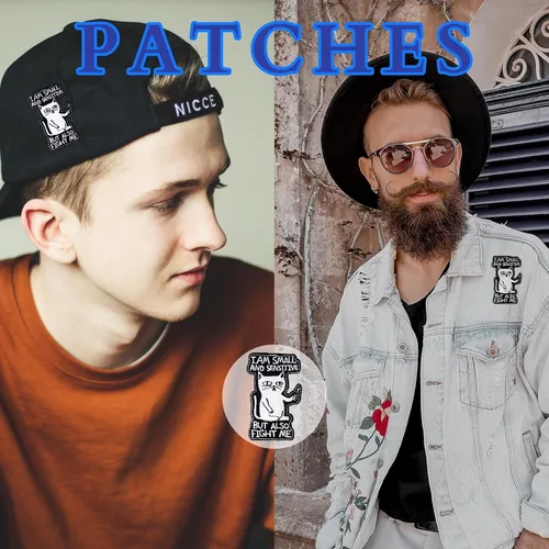 Vista 3 de Parches para planchar, parche para coser en gato blanco y negro, gato sensible con cuchillo, divertido parche bordado para chaquetas, ropa