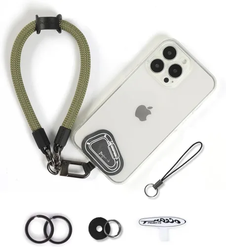 Vista 9 de Correa de Teléfono para Mano y Muñeca, Cordón de Teléfono con Parche ×2, Soporte para Funda de Teléfono Celular, Correa de Muñeca para Llaves, Negro