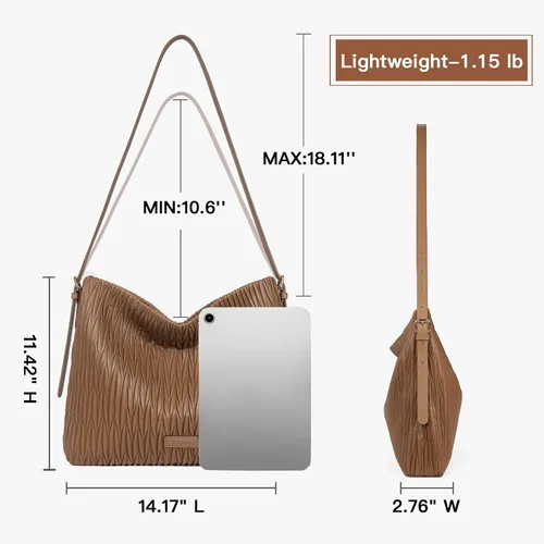 Vista 3 de Telena Bolsos Hobo de cuero para mujer, bolsos cruzados grandes para mujer, a la moda, con correa ajustable