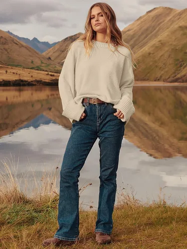 Vista 120 de LOGENE Suéter de gran tamaño para mujer, cuello redondo, manga larga, suave, mullido, suéter de punto 2025 para otoño e invierno