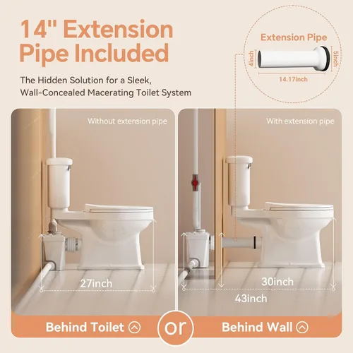 Vista 6 de Inodoro Macerador Upflush con bomba, sistema macerador completo todo en 1