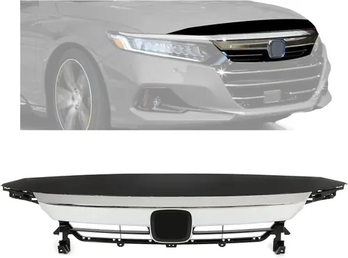 Vista 10 de KUAFU Rejilla superior+borde de rejilla+cubierta de rejilla superior+parrilla inferior compatible con Honda Accord 2021-2022 cromado+Parrilla