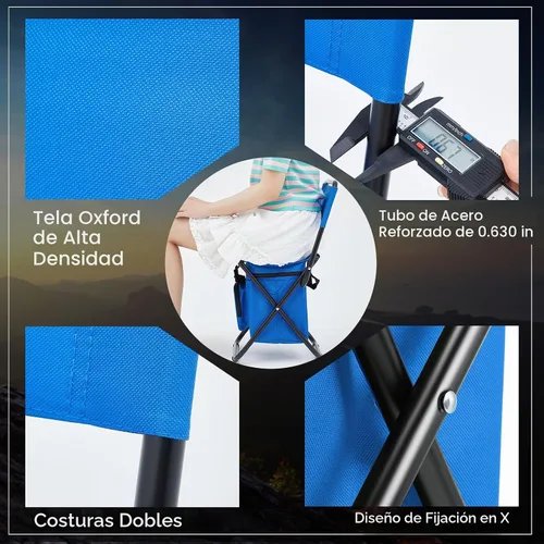 Vista 4 de Jerify Silla de pesca de 2 piezas con bolsa enfriadora, taburete de pesca compacto plegable multifuncional, silla de caza, taburete portátil con Azul