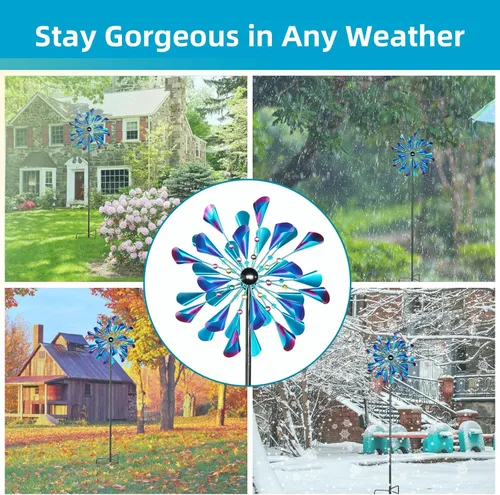 Vista 5 de Decoroca Hilanderos de viento para familias – Molinillos de viento grandes de metal para exteriores de 72 pulgadas – Bonita decoración al aire libre