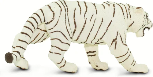 Vista 4 de Safari Ltd. Figura de tigre de Bengala blanca – Figura detallada de plástico de 6 pulgadas – Divertido juguete educativo para niños, niñas y niños a