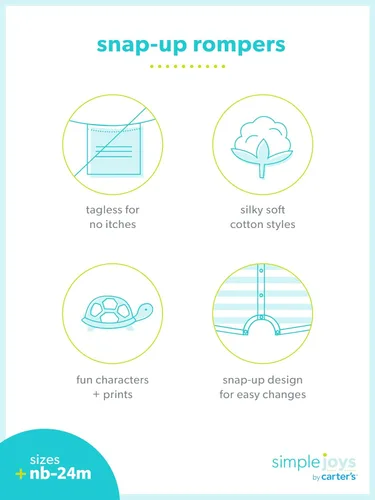 Vista 5 de Simple Joys by Carter's Baby 3-Pack Snap-up Rompers