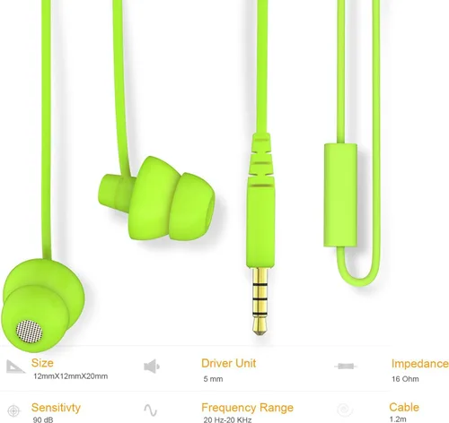 Vista 4 de MAXROCK MINi5 - Auriculares con micrófono con cable para teléfono móvil con conector de 0.138 in, color verde