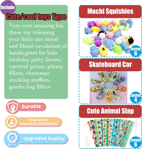 Vista 5 de 112 juguetes Pop Party Favors para niños, juguetes antiestrés de primera calidad para niños de todas las edades, surtido de rellenos de piñata