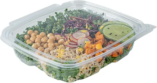 Vista 22 de Restaurantware - Contenedor de comida de 100 unidades de 6.8 x 5.5 x 1.5 pulgadas, 3 compartimentos de plástico con tapa con bisagras, contenedor a