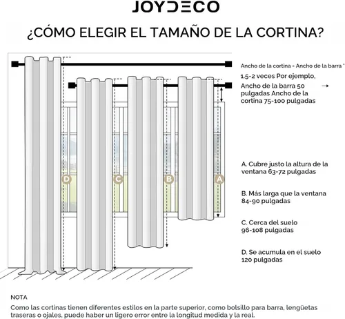 Vista 7 de Joydeco - Cortinas 100% opacas, 2 paneles de lino natural para oscurecer habitación, aislamiento térmico, trabillas traseras y bolsillo para barra
