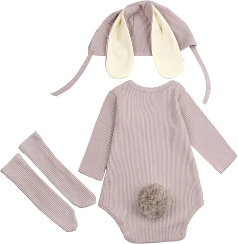 Vista 5 de AGQT Babys Bunny Costume Easter Halloween Outfit Set Size 0-24 Months