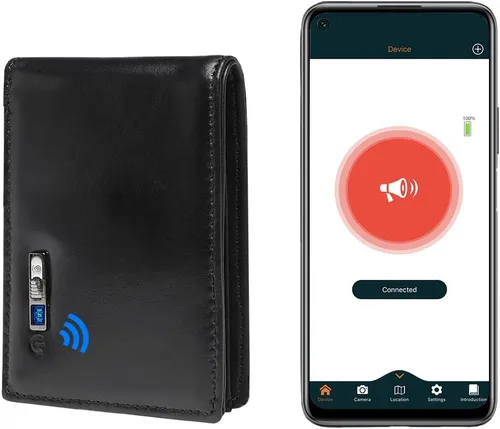 Vista 6 de Billetera rastreable para hombre, antipérdida, Bluetooth, rastreador y buscador, tarjeta de crédito (rojo-1)