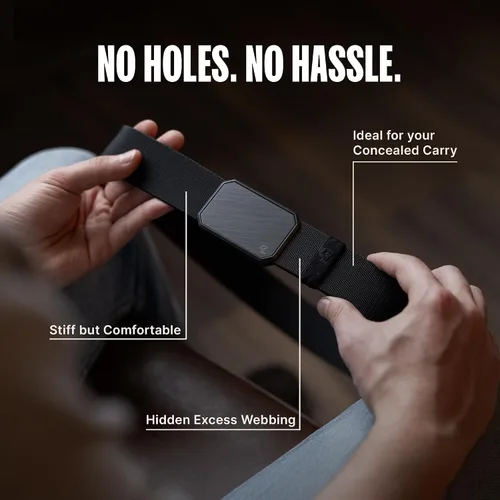 Vista 3 de Groove Life - Cinturón de nailon elástico para hombre con hebilla magnética de aluminio