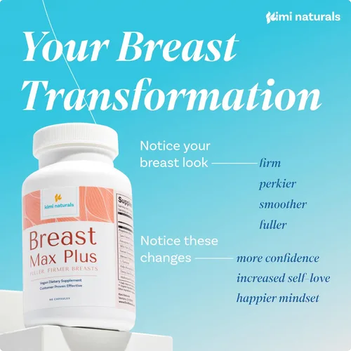 Vista 3 de KIMI Naturals Breast Max Plus - Píldoras de mejora de senos l Suplemento potenciador para un crecimiento rápido y busto más grande, fórmula