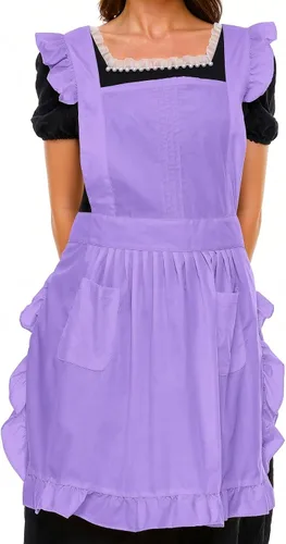 Vista 8 de Delantal retro ajustable con bolsillos, tamaño pequeño a grande para mujer de LilMents Negro