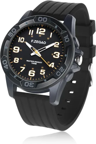 Vista 2 de F.ZEGAO 100M Waterproof Watch for Swimming, Easy Read Unisex Analog Watch, Second Hand Diver Analog Watch Men, 45mm Diameter