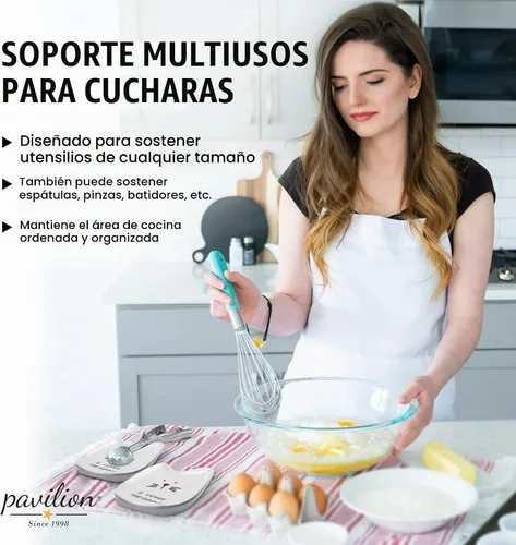 Vista 3 de Pavilion Gift Company Blobby Cat plato apoya cucharas "I Licked the Spoon" de 5 pulgadas, color blanco