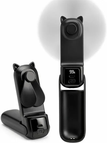 Vista 10 de FrSara Ventilador de mano portátil, pequeño ventilador personal recargable, artículos esenciales de viaje de verano con 3 velocidades, 2000 mAh