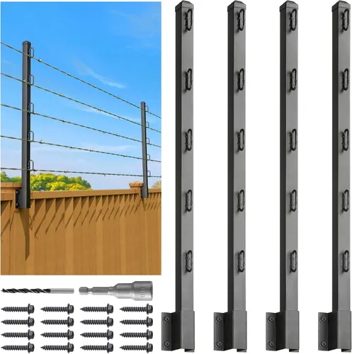 Vista 19 de Extensor de poste de valla, extensión de 23.5" de alambre de púas para vallas exteriores para aumentar la altura, proteger la privacidad y evitar